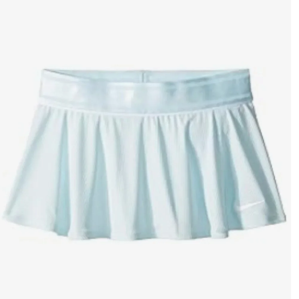 Nike Court Flouncy Tennis Skirt Ribbed Mint Aqua Blue Green Girls XL White Topaz
